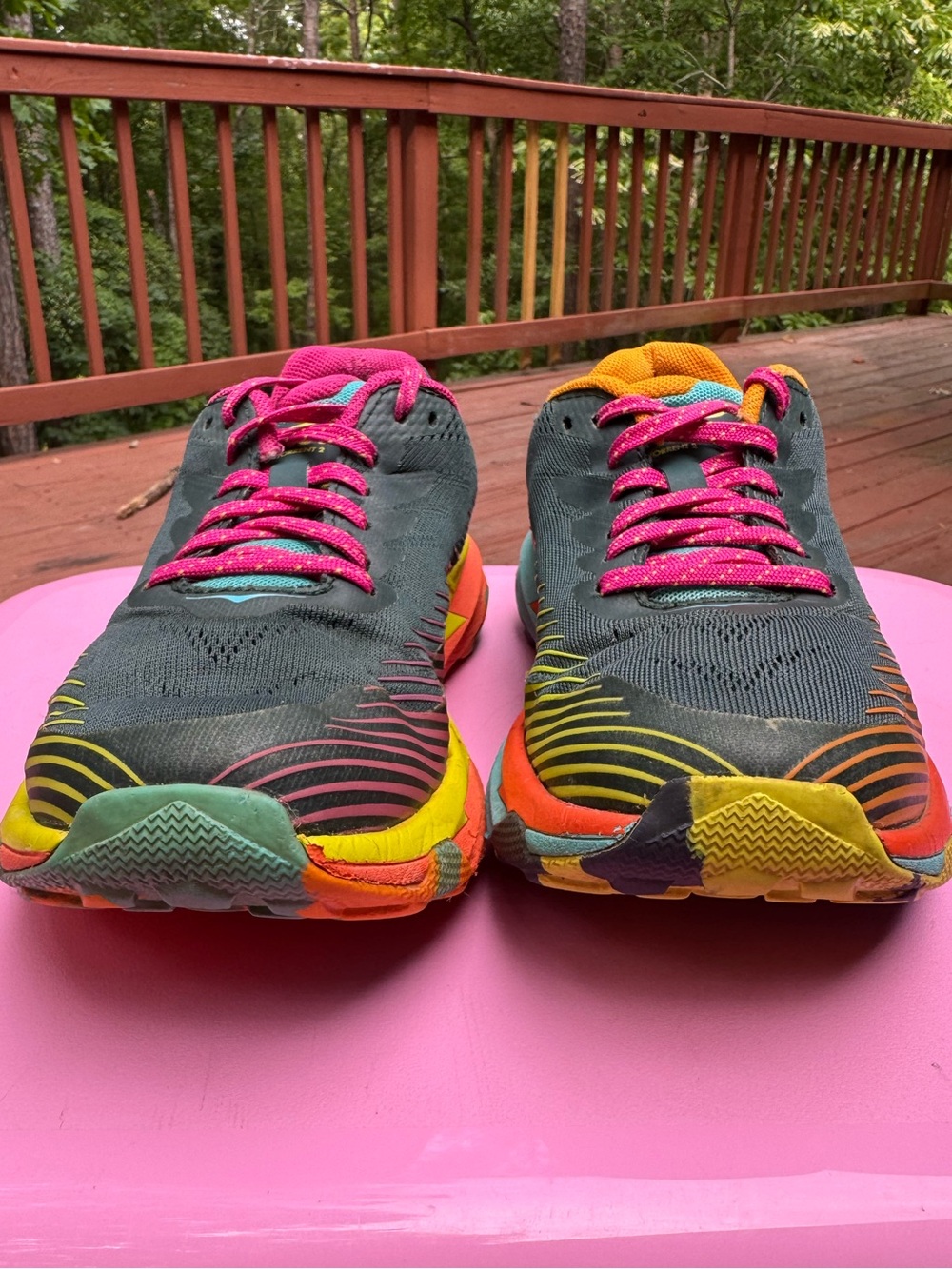 7.5 Hoka Cotopaxi Gray Pink Orange Trail Running Shoes - Picture 6 of 8